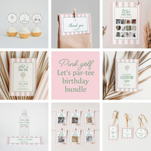 Load image into Gallery viewer, 0311 pink let's par tee first birthday party bundle
