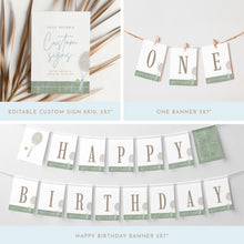 Load image into Gallery viewer, Blue First Match Tennis 1st Birthday Invitation Bundle Boy Party Template 0312