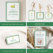 Load image into Gallery viewer, Green Golf 1st Year Birthday Invitation Bundle For Boys 0313