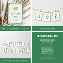Load image into Gallery viewer, Green Golf 1st Year Birthday Invitation Bundle For Boys 0313