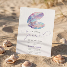 Load image into Gallery viewer, Seashell Pearl Baby Shower Invitation | Little Pearl Is On The Way Coastal 2046