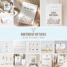 Load image into Gallery viewer, Wildest One in the West 1st Birthday Party Bundle Boy Cowboy Western Decorations Editable 0336