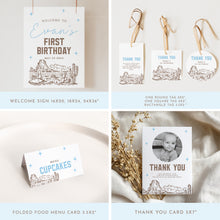 Load image into Gallery viewer, Wildest One in the West 1st Birthday Party Bundle Boy Cowboy Western Decorations Editable 0336