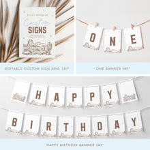 Load image into Gallery viewer, Wildest One in the West 1st Birthday Party Bundle Boy Cowboy Western Decorations Editable 0336