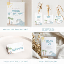Load image into Gallery viewer, The Big One Birthday Bundle Editable Beach Surf Party Decor Coastal Summer 1st Birthday Templates 0338