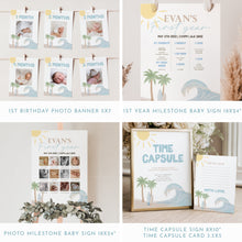 Load image into Gallery viewer, The Big One Birthday Bundle Editable Beach Surf Party Decor Coastal Summer 1st Birthday Templates 0338