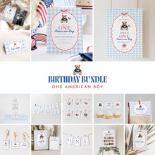 Load image into Gallery viewer, All American Boy 1st Birthday Party Template Bundle, 4th of July Patriotic Summer Decor 0341