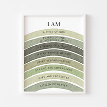Load image into Gallery viewer, Watercolor sage green Christian kids affirmation art print 07-26413
