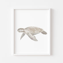 Load image into Gallery viewer, Coastal watercolor sea turtle art print 07-119