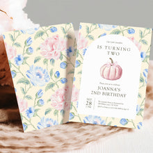 Load image into Gallery viewer, 0316 pink pumpkin birthday invitation template