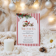 Load image into Gallery viewer, 2033 Christmas Winter Holiday Time for Tea party Baby Shower Invite, Digital download, Editable template