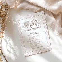 Load image into Gallery viewer, Off two the Races Invitation 2nd Birthday Pink Horse Derby Editable Template 0336