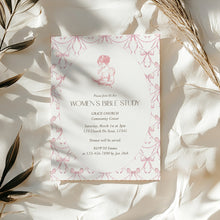 Load image into Gallery viewer, Women Bible Study Invitation Template Pink Bow Editable Church Event Corjl 0807