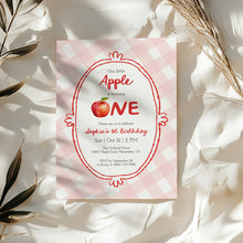 Load image into Gallery viewer, 0317 pink little apple ONE birthday invitation