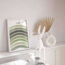 Load image into Gallery viewer, Watercolor sage green Christian kids affirmation art print 07-26413