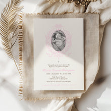 Load image into Gallery viewer, 0501 pink photo baptism invitation template