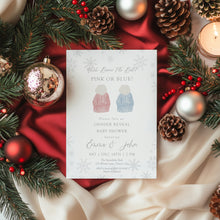 Load image into Gallery viewer, 2029 Winter Beanie Gender Reveal Invitation: Holiday Baby Shower (Editable)