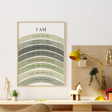 Load image into Gallery viewer, Watercolor sage green Christian kids affirmation art print 07-26413