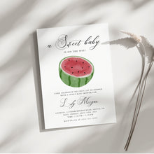 Load image into Gallery viewer, Corjl editable watermelon baby shower invitation template 2013