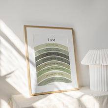 Load image into Gallery viewer, Watercolor sage green Christian kids affirmation art print 07-26413