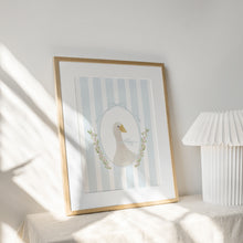 Load image into Gallery viewer, Watercolor whimsical blue silly goose art print 07-276