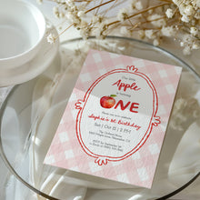 Load image into Gallery viewer, 0317 pink little apple ONE birthday invitation