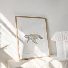Load image into Gallery viewer, Coastal watercolor sea turtle art print 07-119