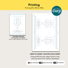 Load image into Gallery viewer, Blue Golf Monogram Gingham Baby Shower Invitation