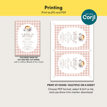 Load image into Gallery viewer, 2023 gingham a baby is brewing invite template