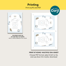Load image into Gallery viewer, Boy Baby Shower Invitation, Blue Gingham Preppy Editable Template 2045