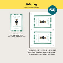 Load image into Gallery viewer, 0329 beary first teddy bear golf 1st birthday invitation, digital download, Corjl template