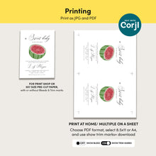 Load image into Gallery viewer, Corjl editable watermelon baby shower invitation template 2013