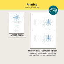 Load image into Gallery viewer, 2024 blue little snowflake is on the way winter wonderland invitation template