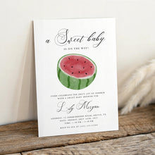 Load image into Gallery viewer, Corjl editable watermelon baby shower invitation template 2013