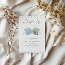 Load image into Gallery viewer, 2032 Blue Green Football Helmet Huddle Up Twins Sports Shower Invite, Digital Download, editable template