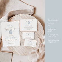 Load image into Gallery viewer, Blue baby elephant Baby Shower Invitation Bundle (Digital Download) 2031
