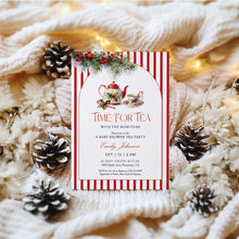 Load image into Gallery viewer, 2033 Christmas Winter Holiday Time for Tea party Baby Shower Invite, Digital download, Editable template