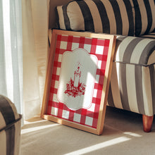 Load image into Gallery viewer, Vintage red gingham Christmas candle art print 13-228