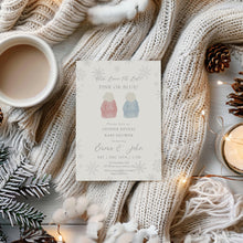 Load image into Gallery viewer, 2029 Winter Beanie Gender Reveal Invitation: Holiday Baby Shower (Editable)