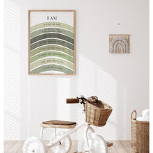 Load image into Gallery viewer, Watercolor sage green Christian kids affirmation art print 07-26413