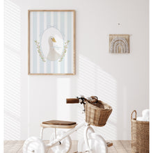 Load image into Gallery viewer, Watercolor whimsical blue silly goose art print 07-276