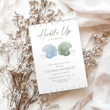 Load image into Gallery viewer, 2032 Blue Green Football Helmet Huddle Up Twins Sports Shower Invite, Digital Download, editable template