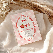 Load image into Gallery viewer, 0317 pink little apple ONE birthday invitation