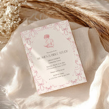 Load image into Gallery viewer, Women Bible Study Invitation Template Pink Bow Editable Church Event Corjl 0807