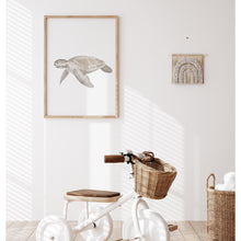 Load image into Gallery viewer, Coastal watercolor sea turtle art print 07-119