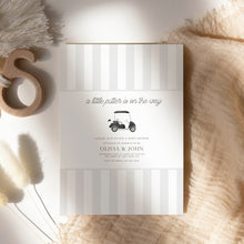 Load image into Gallery viewer, Modern minimal black gray Golf cart Baby Shower Invitation, Editable digital Baby Shower invitation Template, digital download 0204