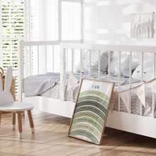 Load image into Gallery viewer, Watercolor sage green Christian kids affirmation art print 07-26413