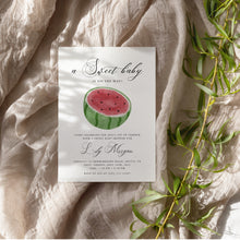Load image into Gallery viewer, Corjl editable watermelon baby shower invitation template 2013