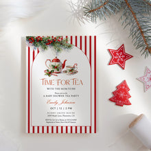 Load image into Gallery viewer, 2033 Christmas Winter Holiday Time for Tea party Baby Shower Invite, Digital download, Editable template