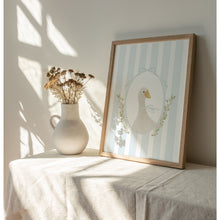 Load image into Gallery viewer, Watercolor whimsical blue silly goose art print 07-276